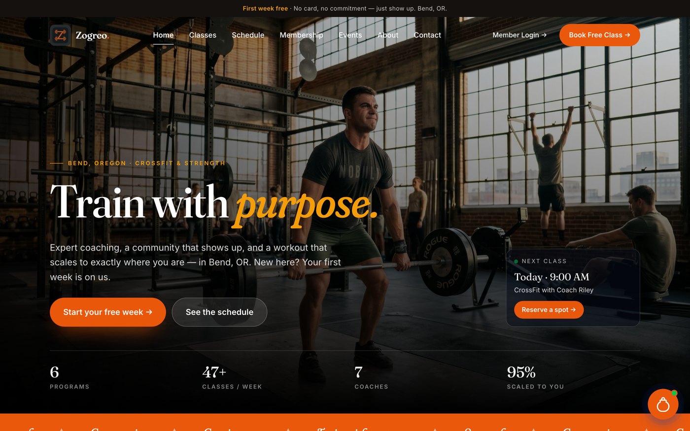 Zogreo Fitness — a complete gym website built on Ring & Row
